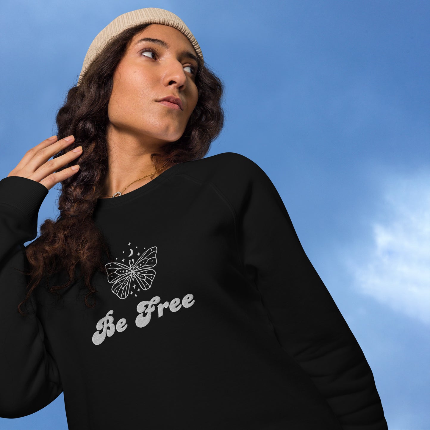 Be Free Unisex organic raglan sweatshirt