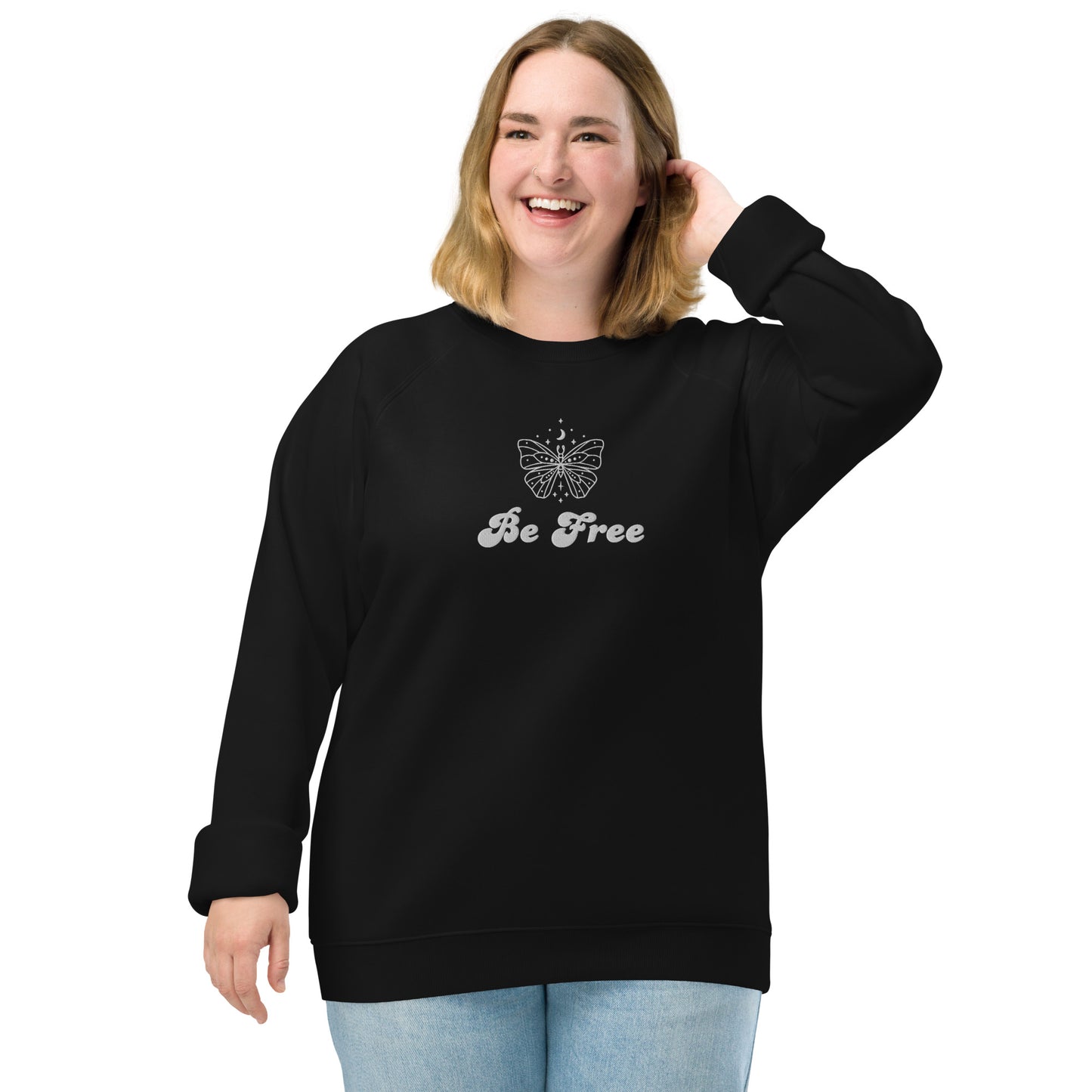 Sudadera unisex orgánica con raglán Be Free