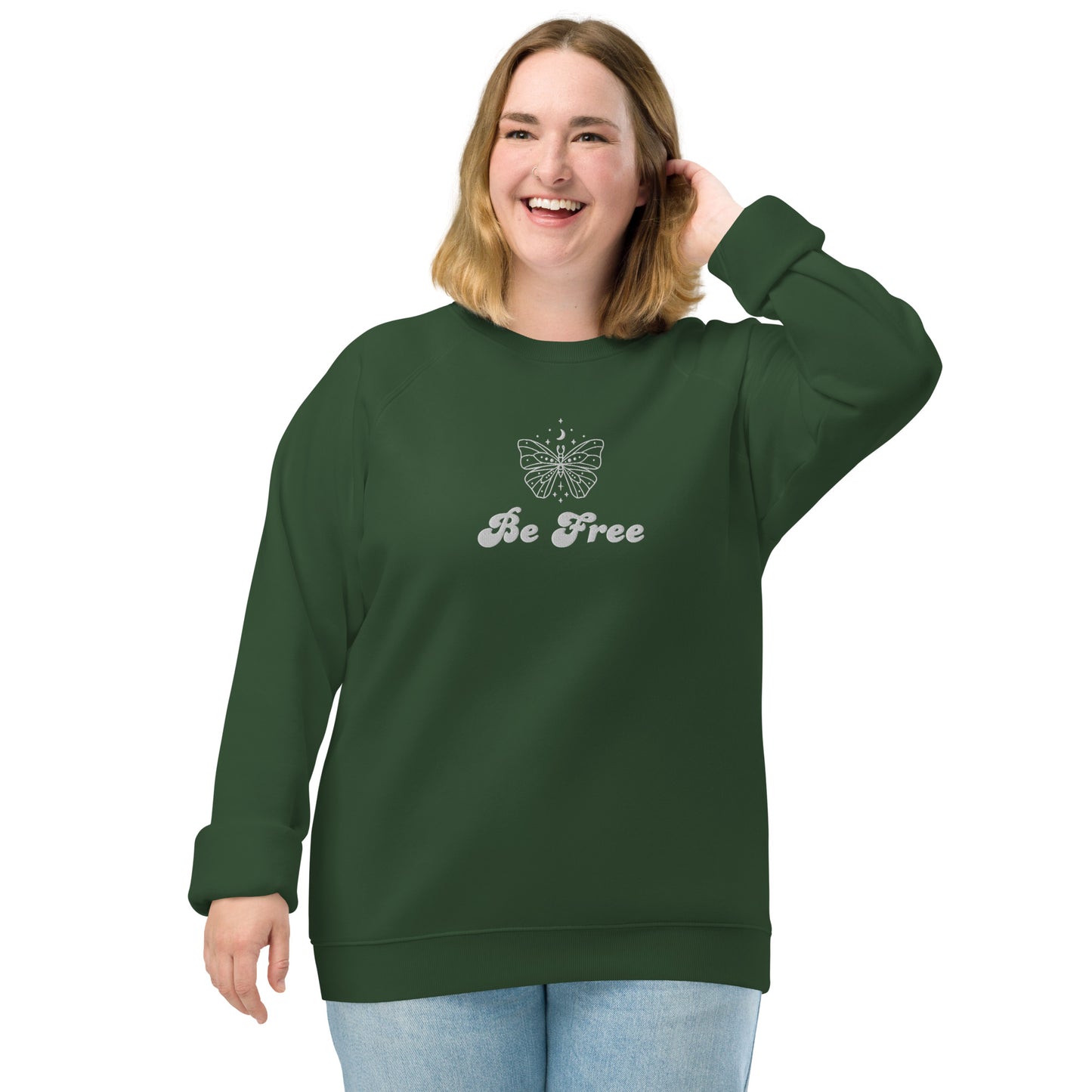 Be Free Unisex organic raglan sweatshirt