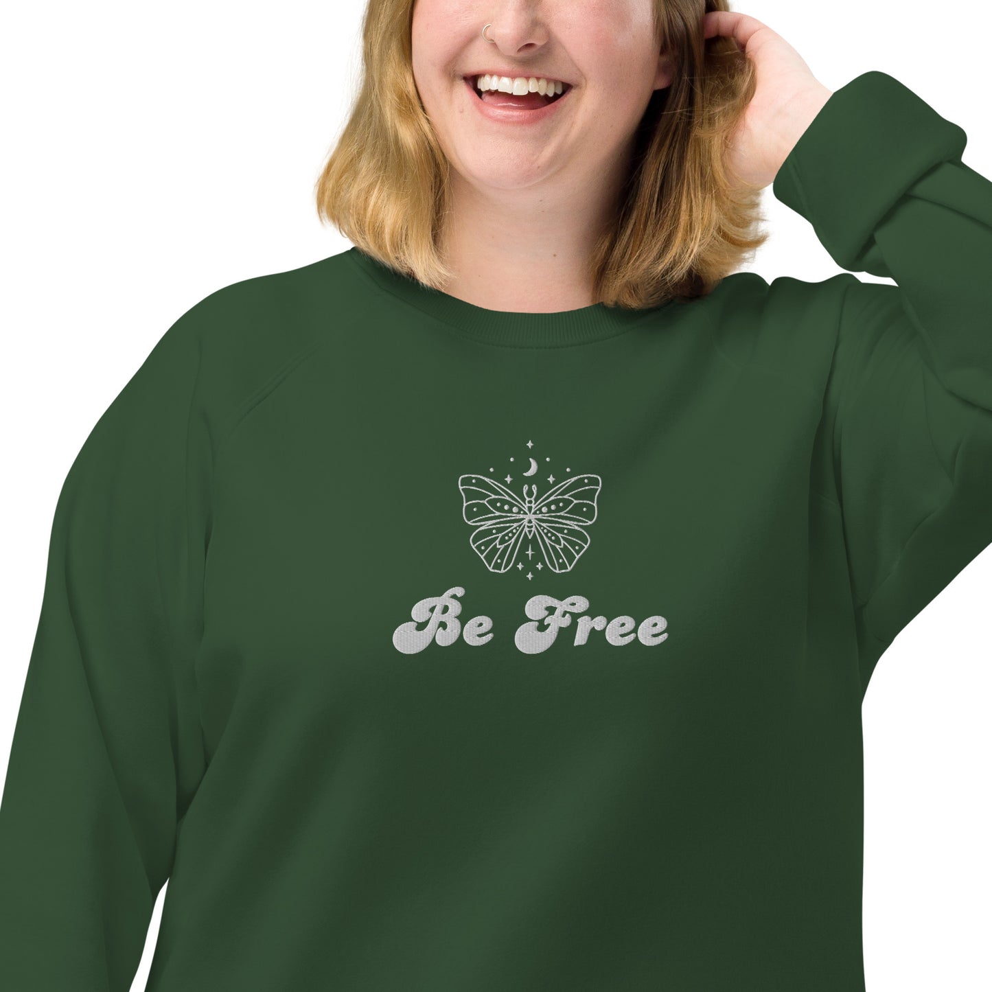 Sudadera unisex orgánica con raglán Be Free