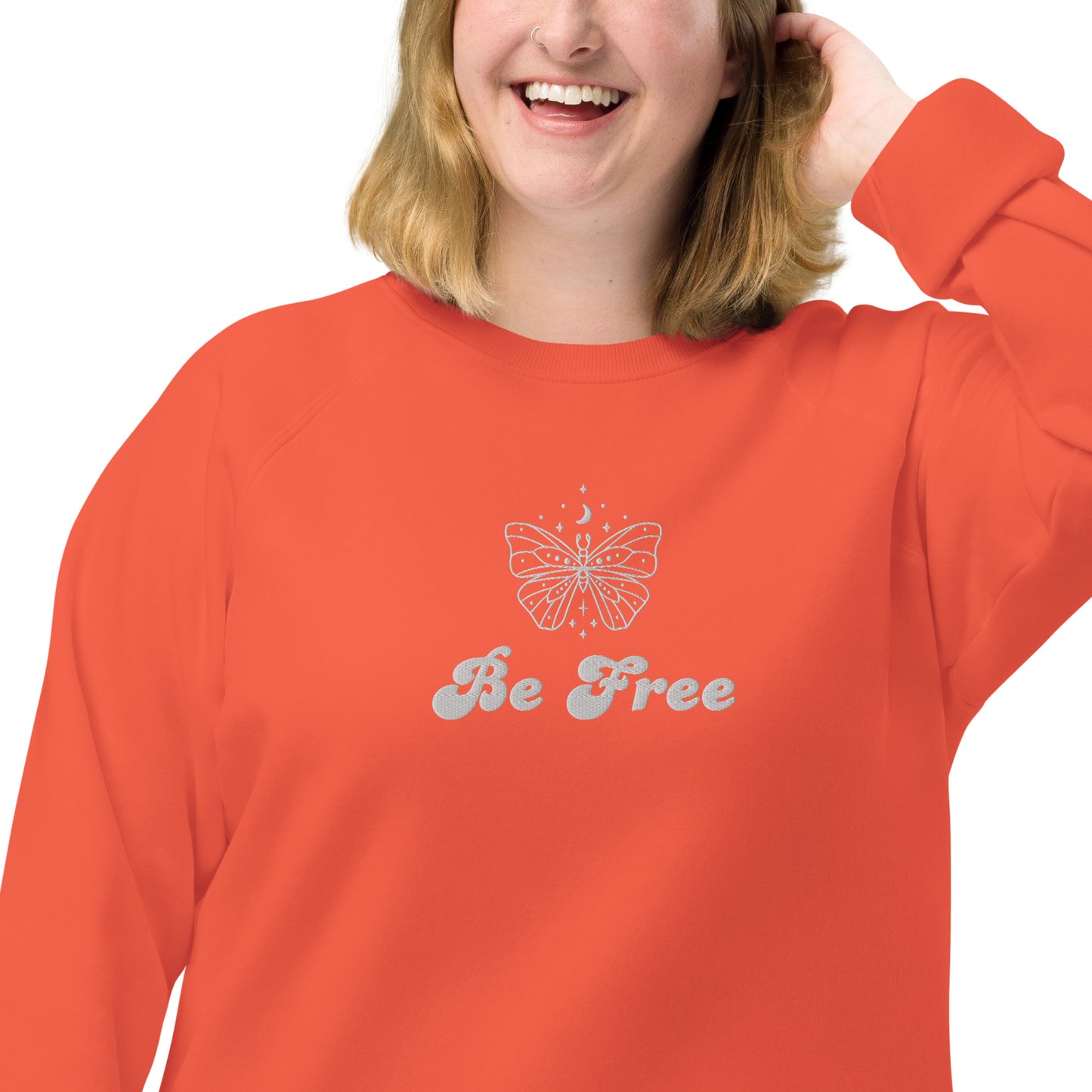 Sudadera unisex orgánica con raglán Be Free