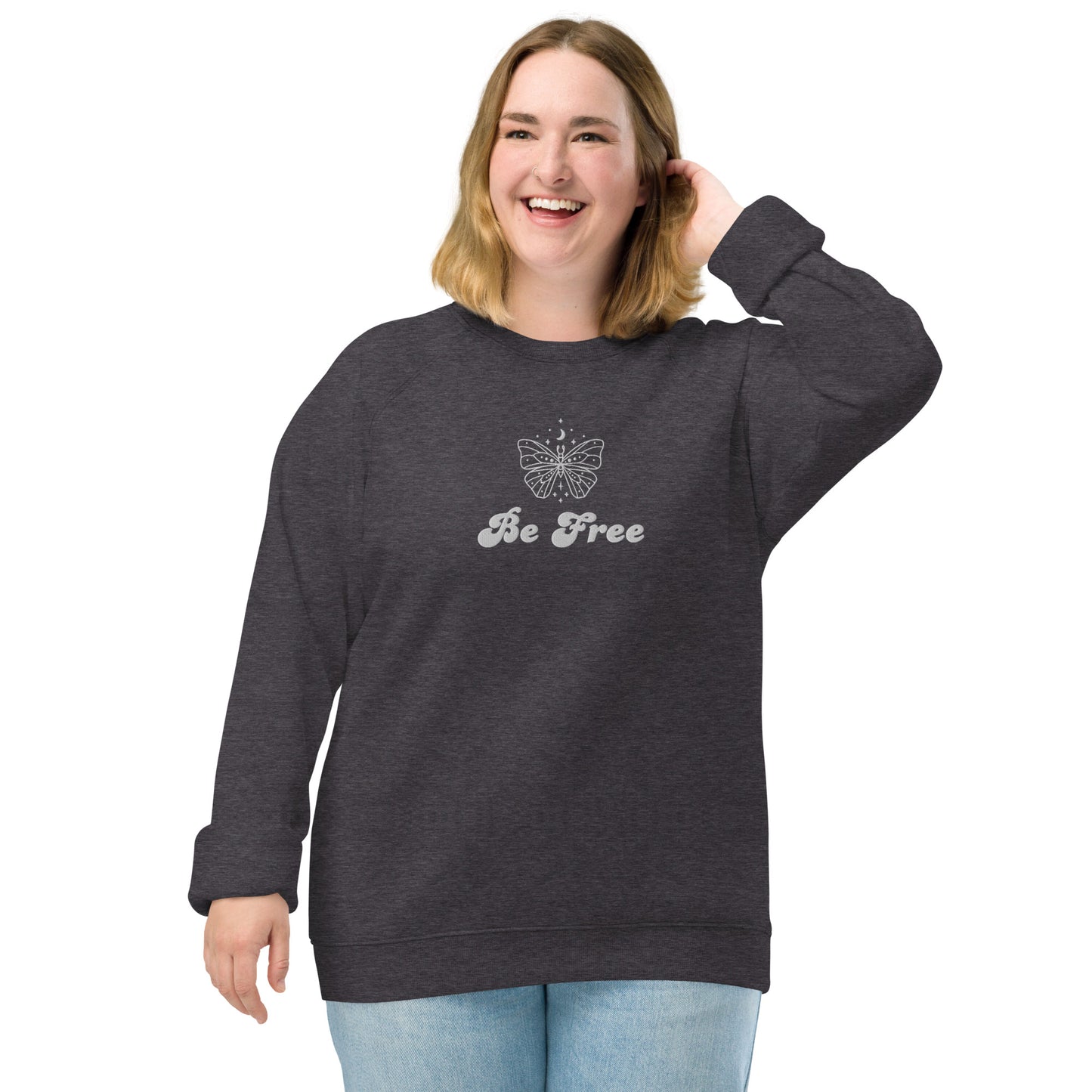 Sudadera unisex orgánica con raglán Be Free