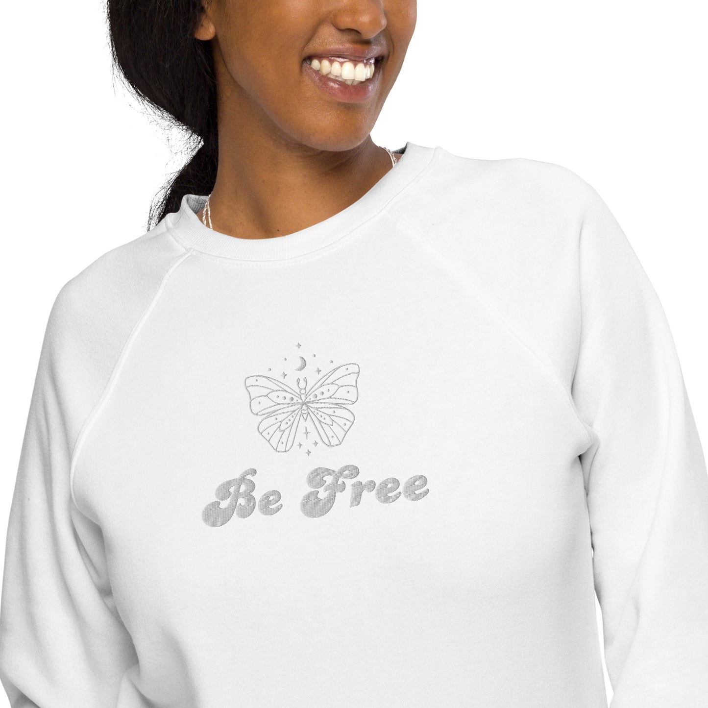 Sudadera unisex orgánica con raglán Be Free